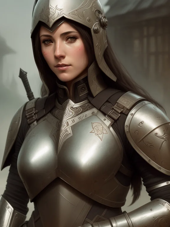 A Woman In Armor, Intricate Details, Art By Bastien Lecouffe...