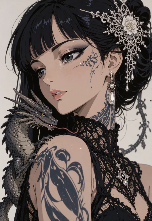 A Highly Detailed Illustration Of A Beautiful Young Woman Wi...