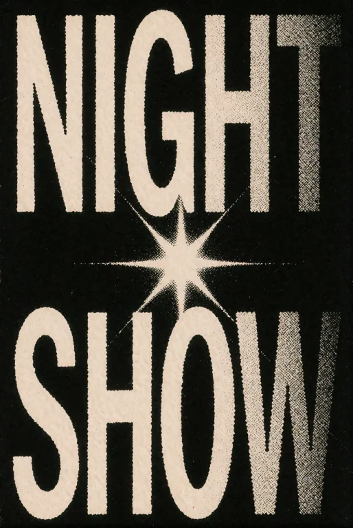 Broadside Poster. Readable Text Reading Night Show On A Blac...