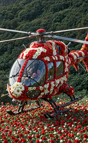 Nvnfl0w3r, Helicopter Made From Flowers Red, Cinematic, Mast... — SDXL AI Prompt: nvnfl0w3r, helicopter made from flowers red, cinematic, masterpiece, dramatic, C...