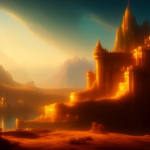 A Digital Painting Of A Castle In The Mountains, A Landscape...