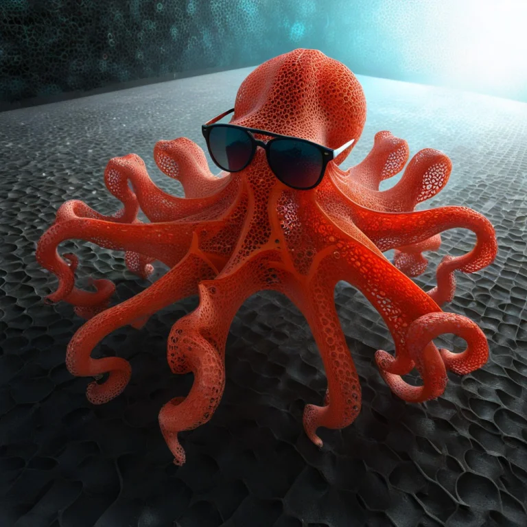Geometric Octopus With Sunglasses On, Beautiful, Porous, Mat...