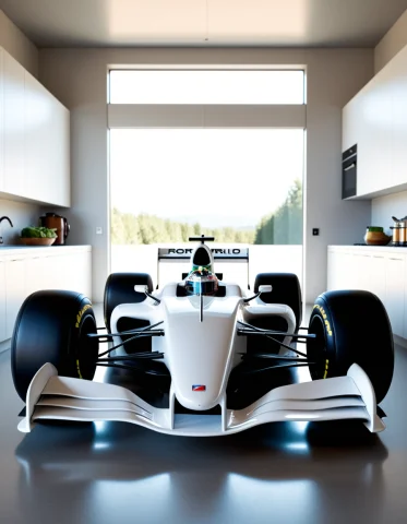 An Abandoned Formula Oneinspired Racing Machine Resting In T... — SDXL AI Prompt: An abandoned Formula One–inspired racing machine resting in the middle of an imm...