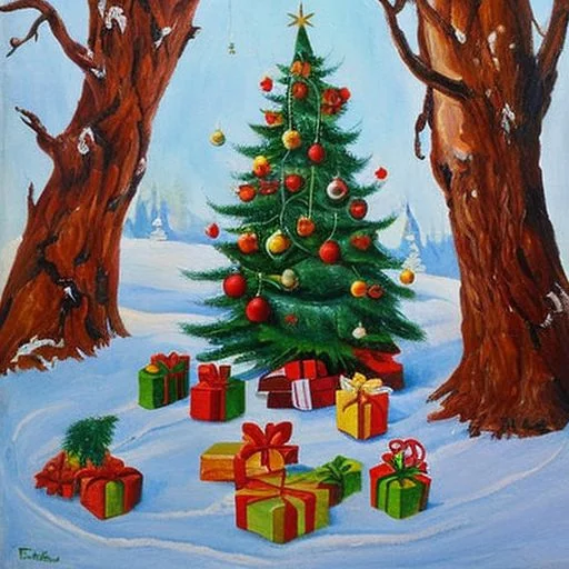 An Oil Painting Of A Tree, Claymationxmas, Very Detailed, Cl...