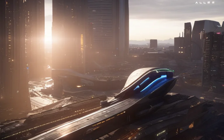 A Futuristic Sci Fi Spaceship, In A Sci-fi City, Star Citize...