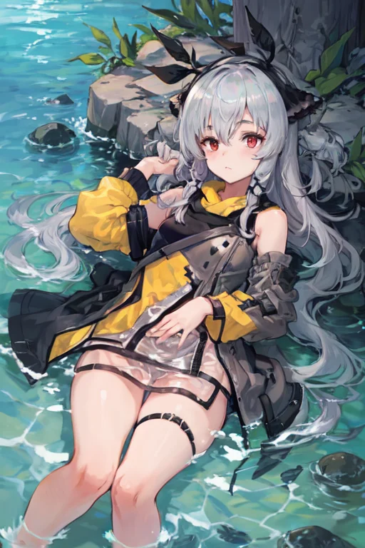 Best Quality, Masterpiece, Grey Hair, Red Eyes, Loraarknight...