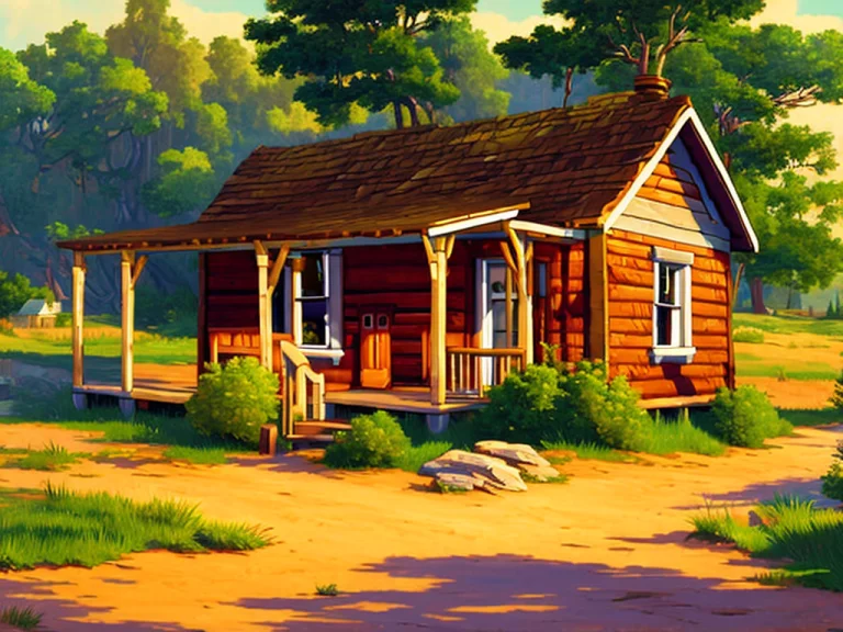 A Landscape Painting Of A Quaint Cottage On The Prairie Circ...