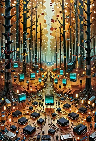 Transistors Autumn Forest — SDXL AI Prompt: Transistors autumn forest