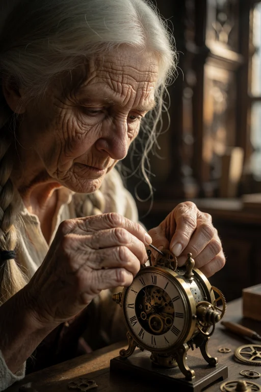 1. A Hyper-realistic Close-up Of An Elderly Woman With Deep...
