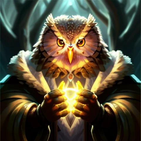 Medium Close-up Portrait Of A Atlantian, Pygmy Owl Owlfolk P... — Stable Diffusion AI Prompt: Medium Close-up Portrait of a Atlantian, Pygmy Owl Owlfolk person, Electric Arc:...