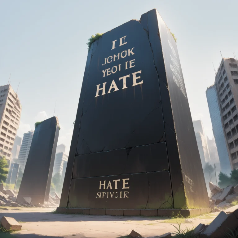 Masterpiece, Best Quality, No Humans, A Black Monument Amids...