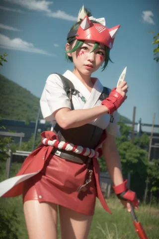 Masterpiece, Best Quality,kriko Ow, 1girl, Solo, Kunai, Gree... — Stable Diffusion AI Prompt: masterpiece, best quality,kriko ow, 1girl, solo, kunai, green hair, gloves, smil...