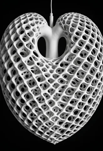 Loragyroidshapemorph-xl0.8,an Anatomical Heart Suspended Aga... — SDXL AI Prompt: ,An anatomical heart suspended against black,completely formed from open white m...