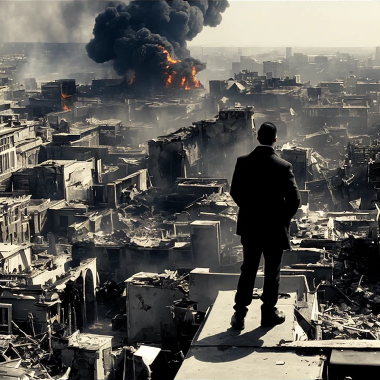 Sincitymovie Style Landscape Of A Post Apocalyptic City, Smo...