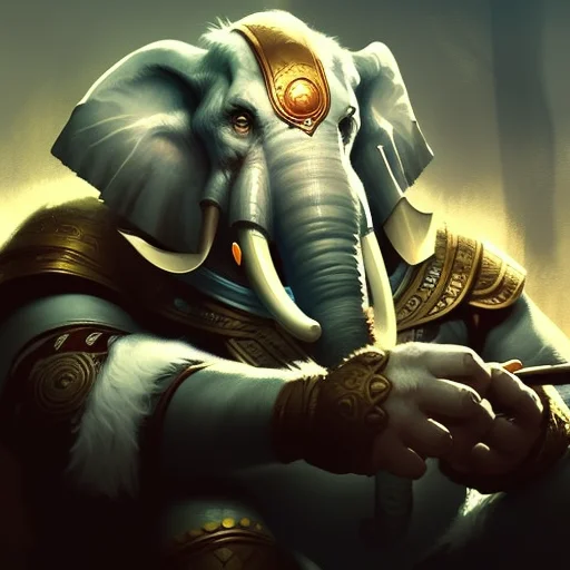 Portrait Of An Loxodonperson Bard, Medieval, Volumetric Ligh...