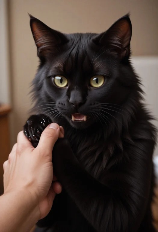 Photorealistic Portrait Of An Anthro Cat With Black Fur, Sho...