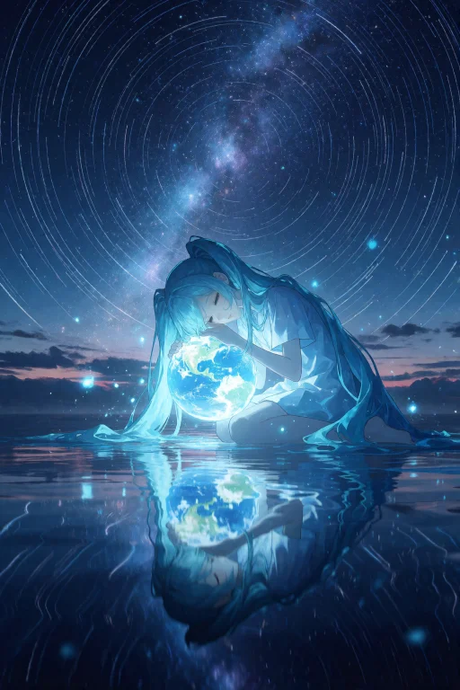 Wide Scenic Shot. A Girl, Anime Style, Masterpiece, High Qua...