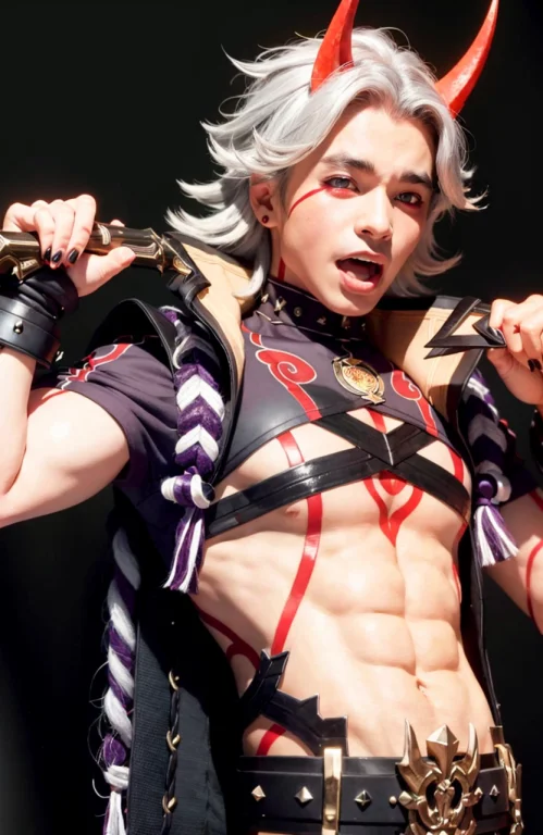 Masterpiece, Best Quality,1boy, Male Focus, Horns, Arataki I...