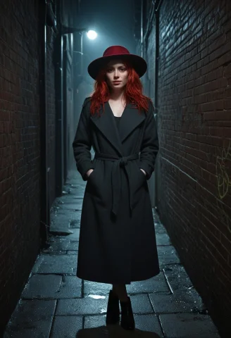 A Cinematic Artistic Photograph Of A Beautiful Adult Red-hai... — SDXL AI Prompt: A cinematic artistic photograph of a beautiful adult red-haired woman standing a...