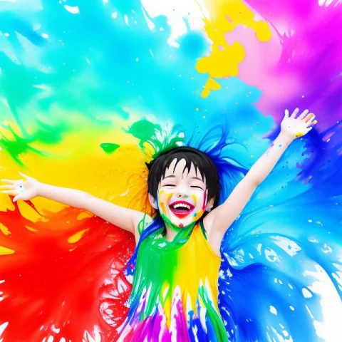 Kids Laughing, Water Painting Style — Stable Diffusion AI Prompt: kids laughing, water painting style