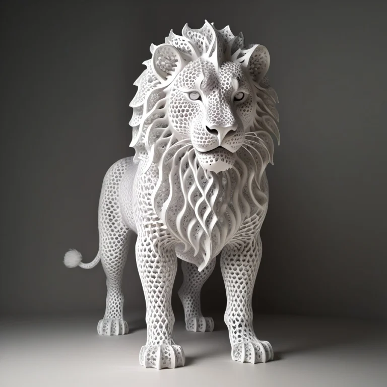 A Majestic Lion Standing Proudly, Crafted Entirely From Intr...