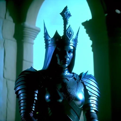 A Queen In Holding A Sword Of Flames In 80sdarksouls Style