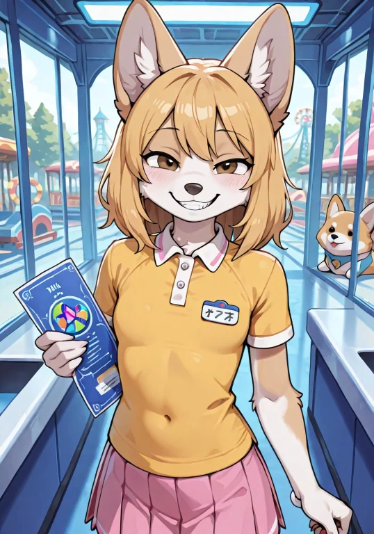 Corgi , 1girl, Furry, Female Furry, Animal Ears, Yellow Fur,...