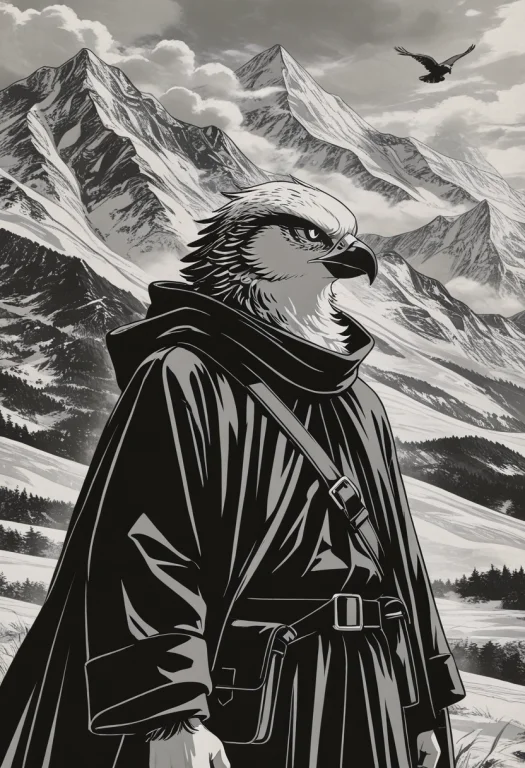Solo, Best Quality,black And White, Da0klfe, Furry, Anthro,1...