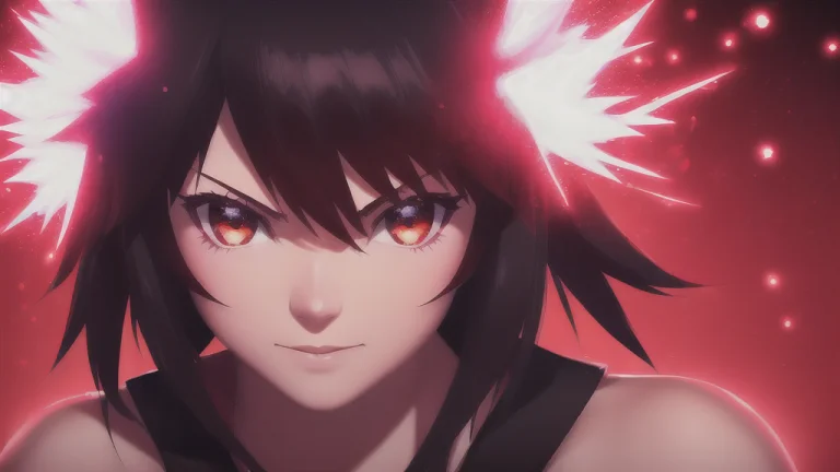 1girl, Ryuko Matoi, Warm Light, Particles, Magic, Head Shot