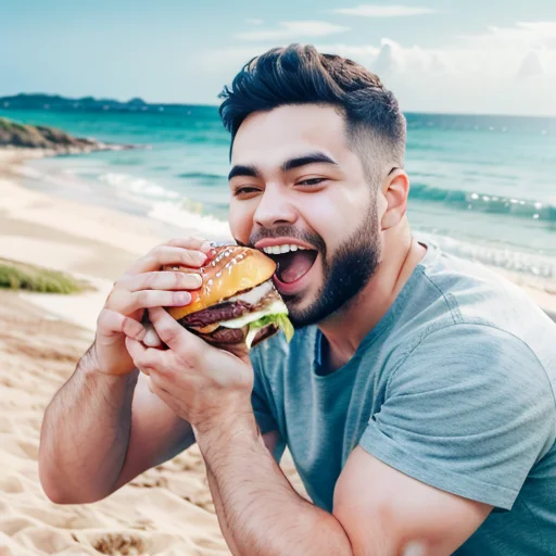 Loraeatingburger0.6, Food Focus, Eating A Burger, Smile, Ope...