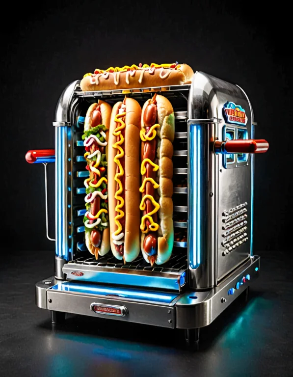 A Classic Hot Dog Roller Grill Machine Entirely Constructed...