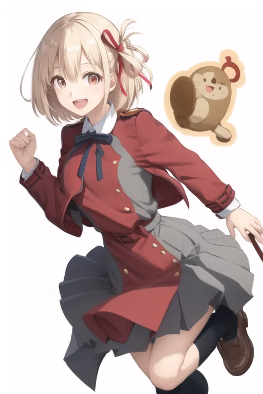 Lorachisato0.7, Smile, 1girl, Solo, Ribbon, Openmouth, Redja...