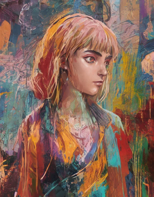 Gorgeous Blonde Girlabstract Background0.5, Expressionism, D...