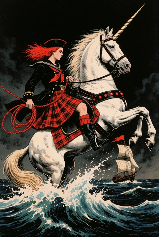 Broadside Poster, Detailed Ink And Color Wash Style Artwork...