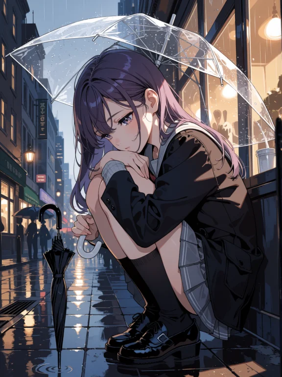 Masterpiece, Best Quality, 1girl, Solo, Long Purple Hair, Ra...