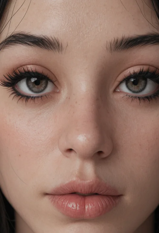 A Close Up Of A Persons Eye With A Red And Black Eyeliner An...