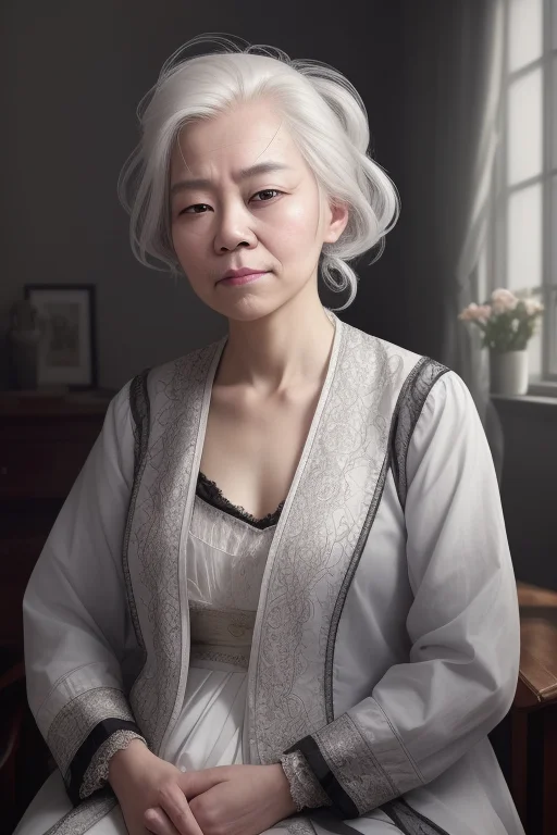 Portrait Of A Aesthetical Sick Singaporean Woman With Pearle...