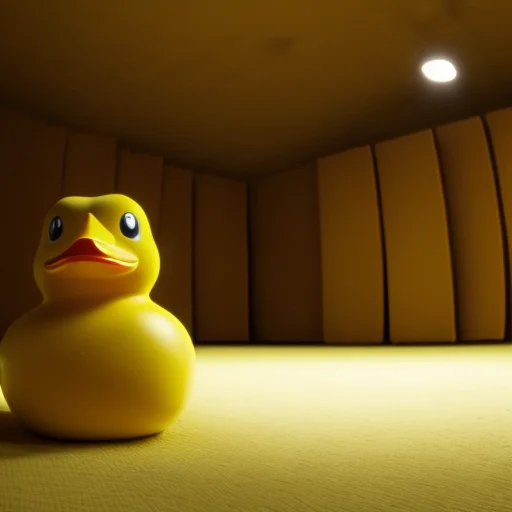 A Small Rubber Duck In Scrbackrooms, Wide Shot