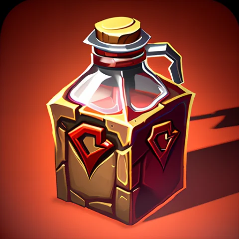Enhanced Red Potion, Stylized Game Icon — Stable Diffusion AI Prompt: enhanced red potion, stylized game icon