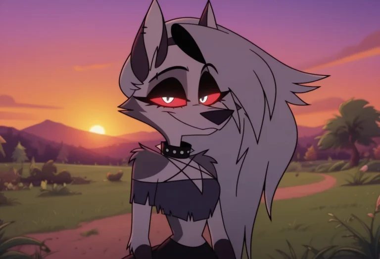 Loonahb, Loona, Helluva Boss, Female Hellhound, Grey Fur, Lo...