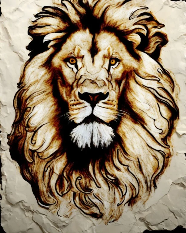 A Majestic Lion Head And Mane By Parchart, White Highlights