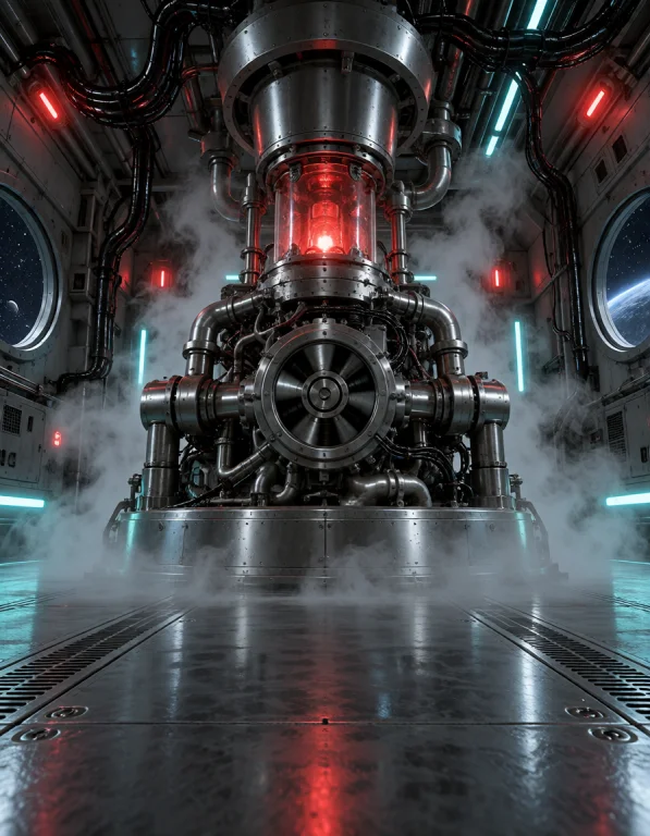 3d3n Sh1p, Photorealistic, Frontal View Of The Same Engine A...
