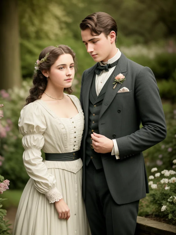 A Young Gentleman And A Young Woman, 1880s, Fancy Clothing,...