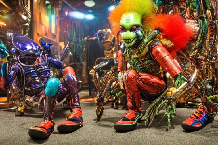 Drunk, Drunked Alien In Clown Outfit Sleep On Table1.2 , Leg...