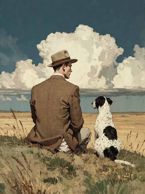 Bradhamel Art Style. A Man In A Brown Tweed Jacket And A Lig...