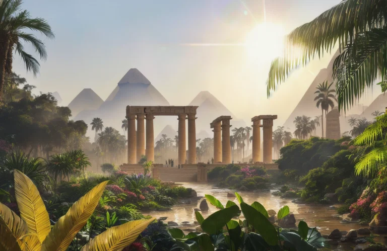Style-hamunaptra, Epic Mountain And River Nile Background, A...