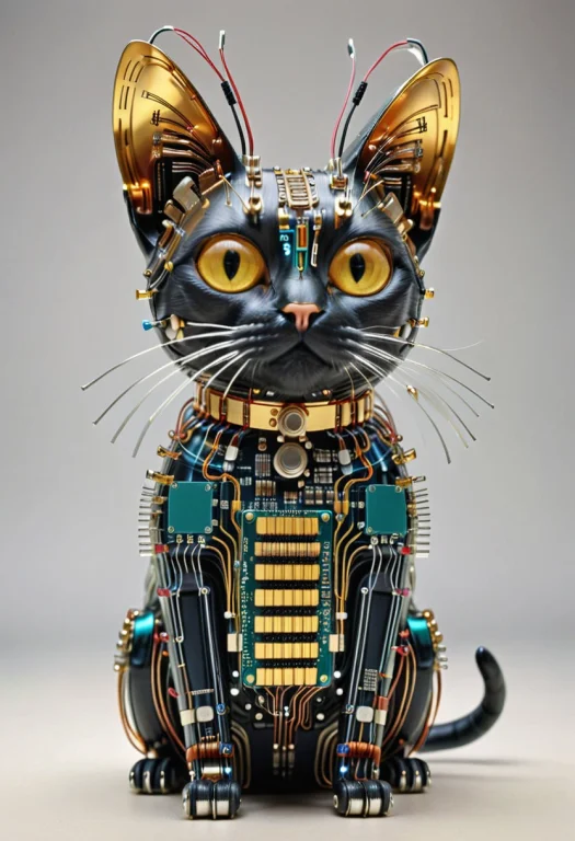 Transistors Cat, Transistors Cat, Cat Made Of Microchip Circ...