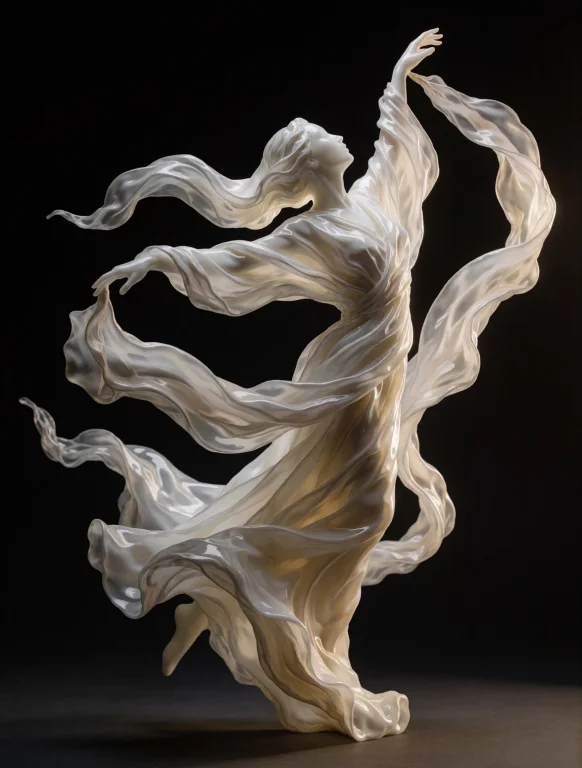 A Single Dancing Figure Sculpted Entirely From Flowing Molte...