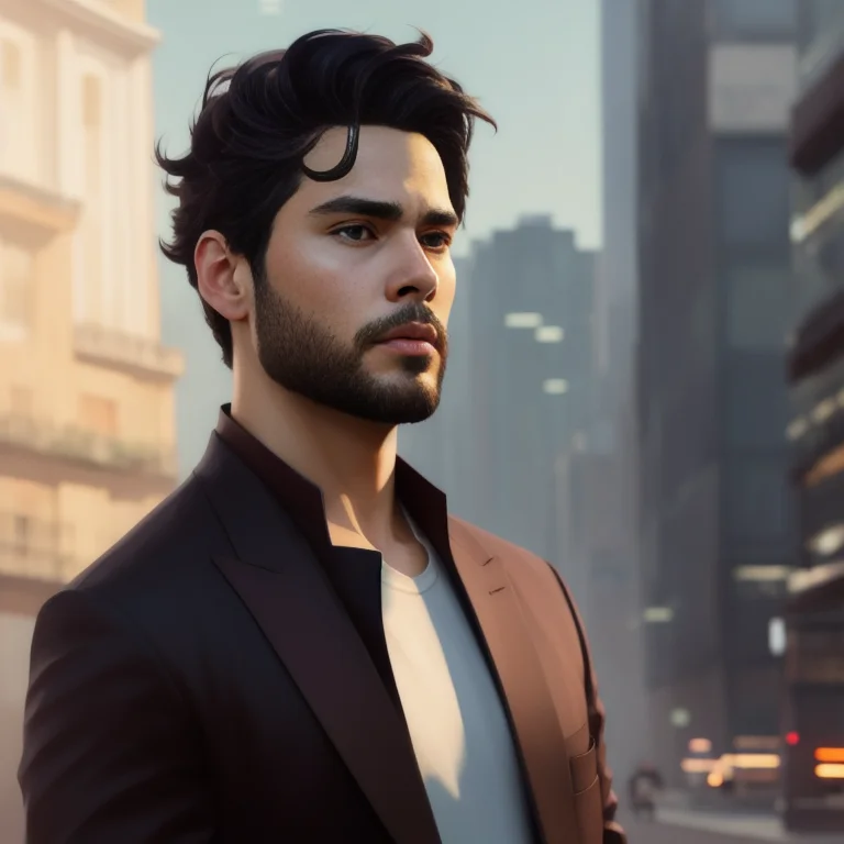 Elegant Zenke2 In Urban Outfit, Rounded Eyes, Digital Painti...