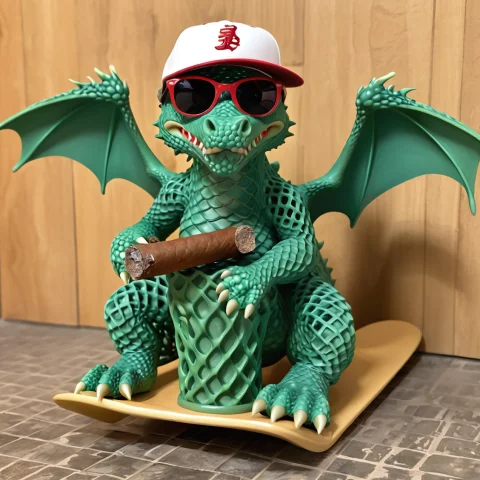 Gyroid, Lattice Structure1.1, Green Dragon1.1, Wearing Sungl... — SDXL AI Prompt: gyroid, (lattice structure:1.1), (green dragon:1.1), wearing sunglasses, smoking...
